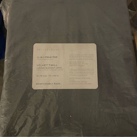 Pottery Barn Velvet Twill Blackout Curtain 50x96 in Steel
Blue #2 - Picture 3 of 5